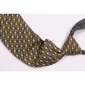 Gianni Versace Vintage 90s 80s Blue Gold Geometric Print Silk Necktie Tie